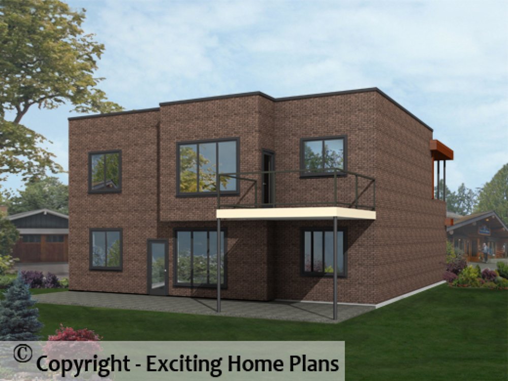 House Plan E1628-10 Rear 3D View