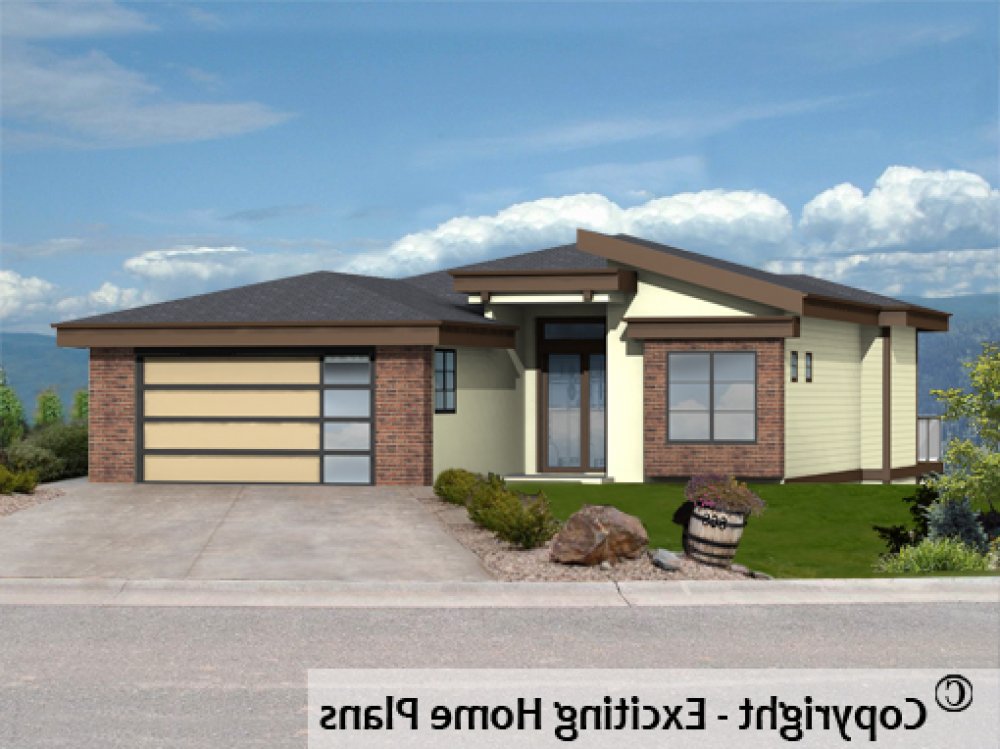 House Plan E1731-50 Front 3D View REVERSE