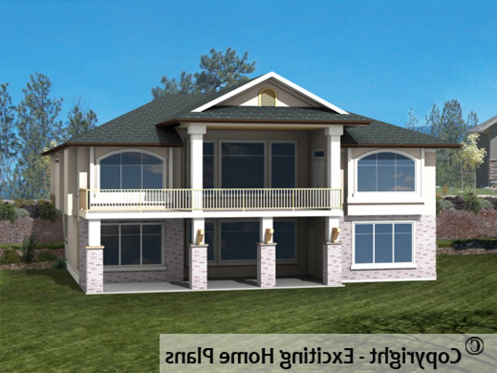 House Plan E1259-10 Rear 3D View REVERSE