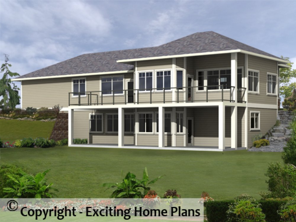 House Plan E1067-12 Rear 3D View