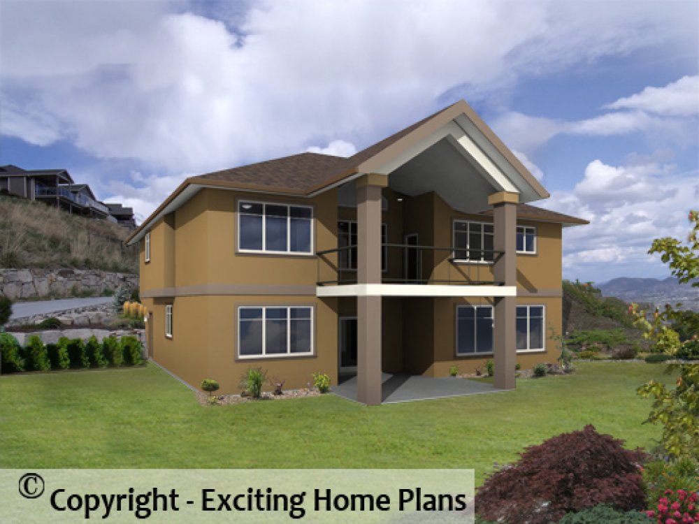 House Plan E1060-10 Rear 3D View