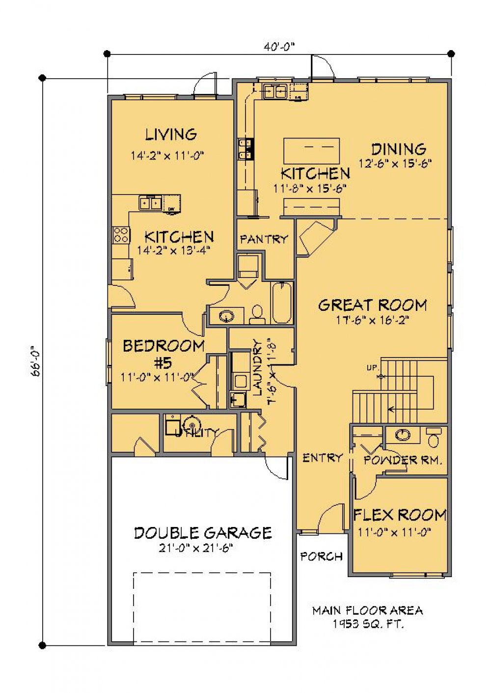House Plan E1713-10  Main Floor Plan REVERSE
