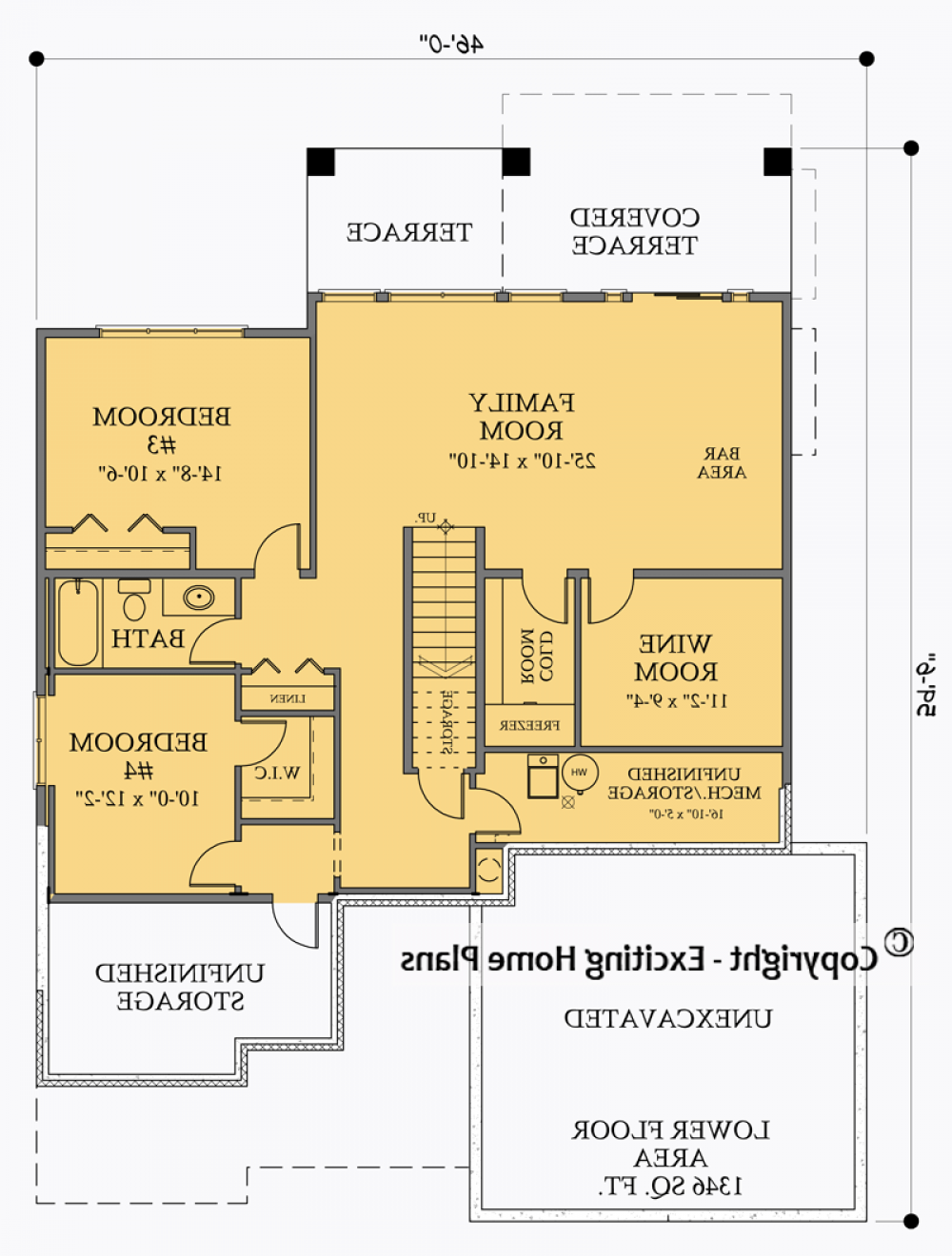 House Plan E1048-10 Lower Floor Plan REVERSE