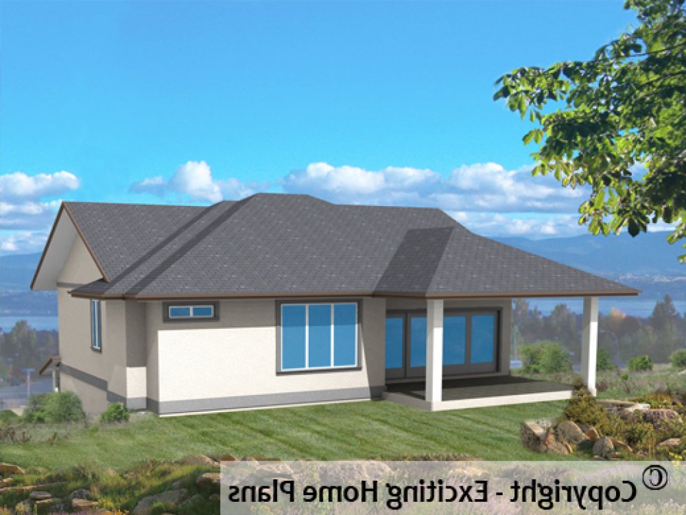 House Plan E1335-10 Rear 3D View REVERSE