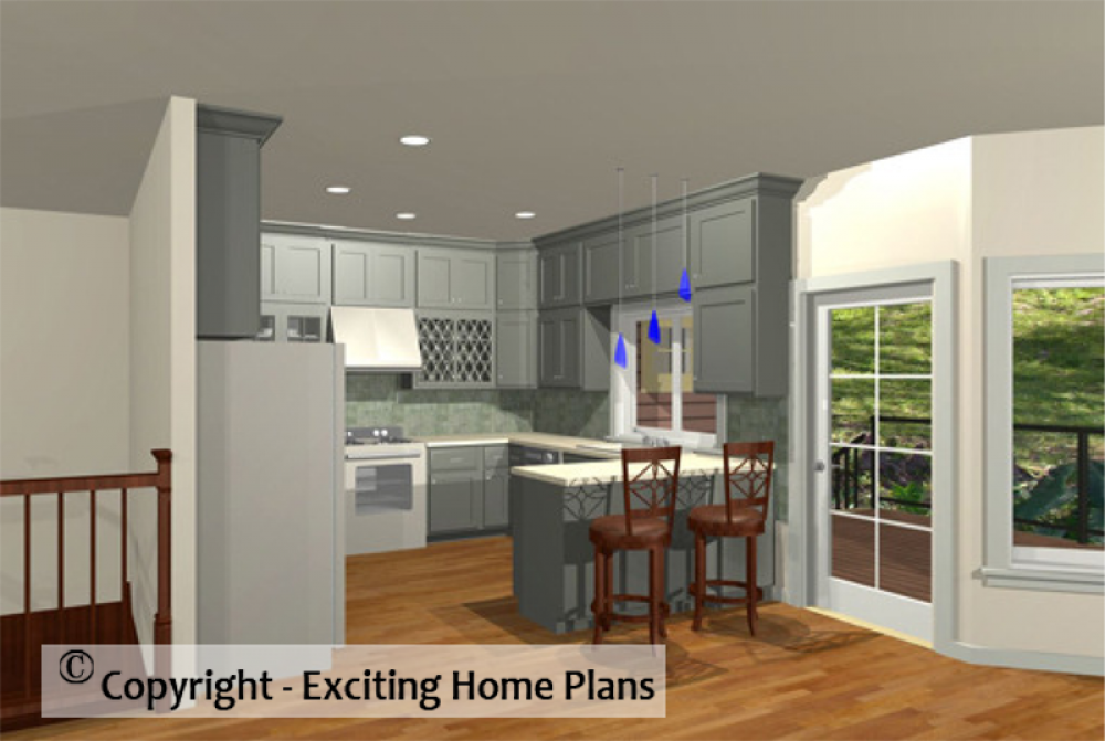 House Plan E1053-10 Interior Kitchen 3D Area
