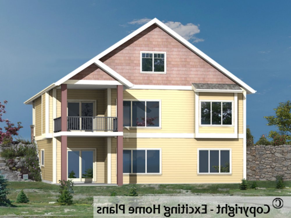 House Plan E1575-10 Rear 3D View REVERSE