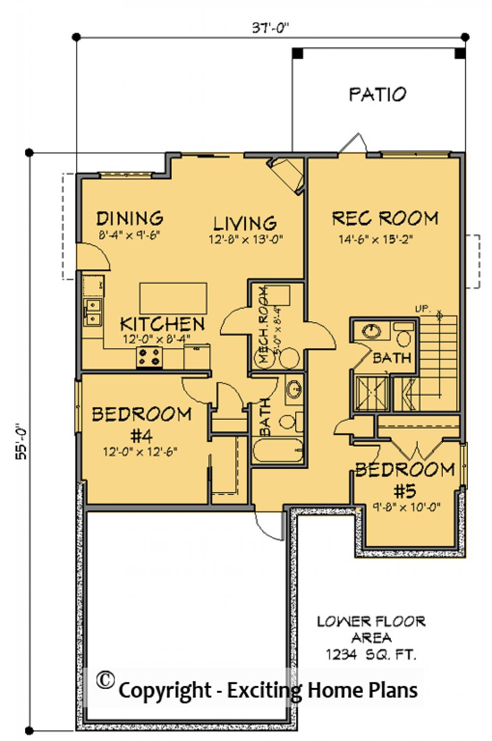 House Plan E1577-10  Lower Floor Plan