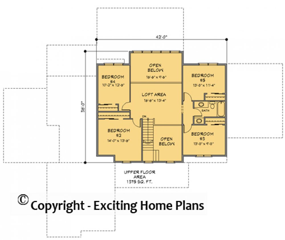 House Plan E1500-10 Upper Floor Plan