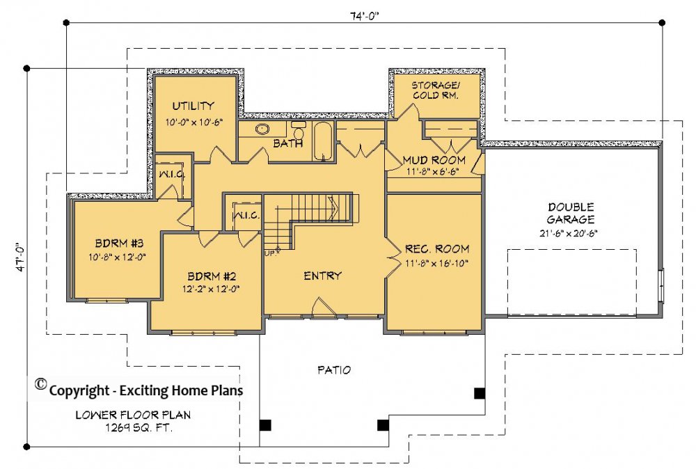 House Plan E1336-10 Lower Floor Plan