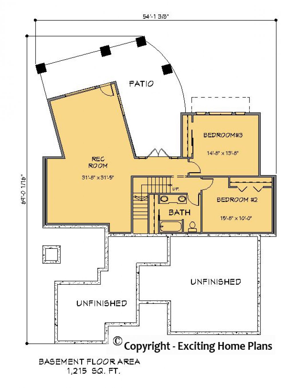 House Plan E1407-10  Lower Floor Plan