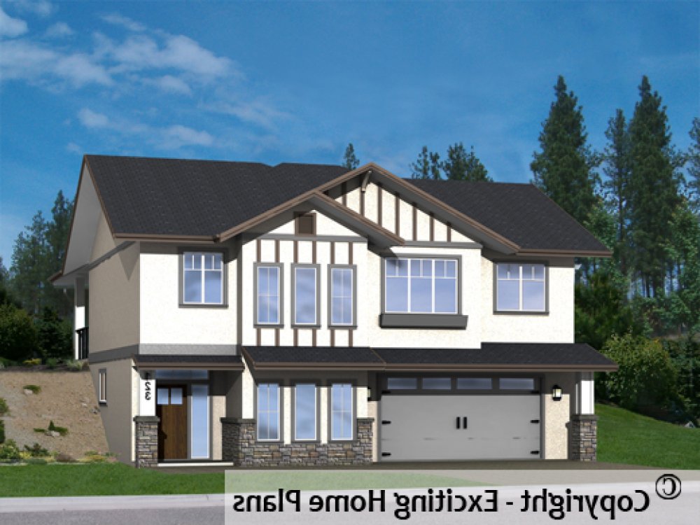 House Plan E1335-10 Exterior 3D View REVERSE