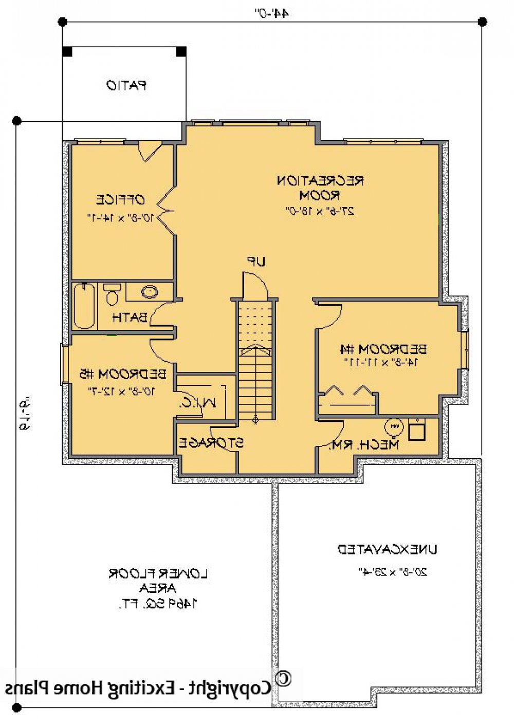 House Plan E1196-10 Lower Floor Plan REVERSE