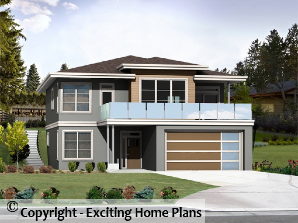 House Plan E1152-10M Front 3D View