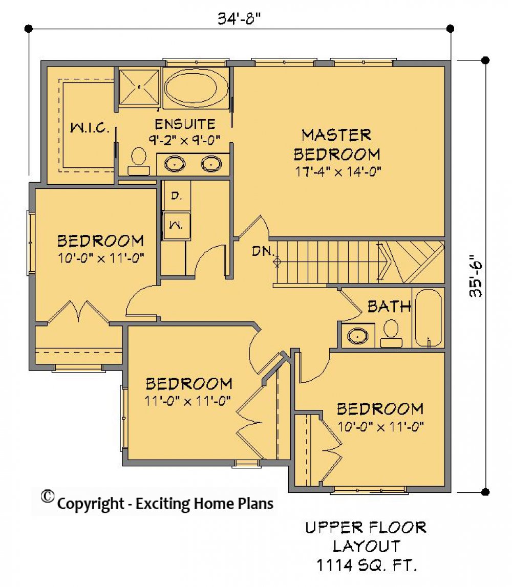 House Plan E1451-10 Upper Floor Plan
