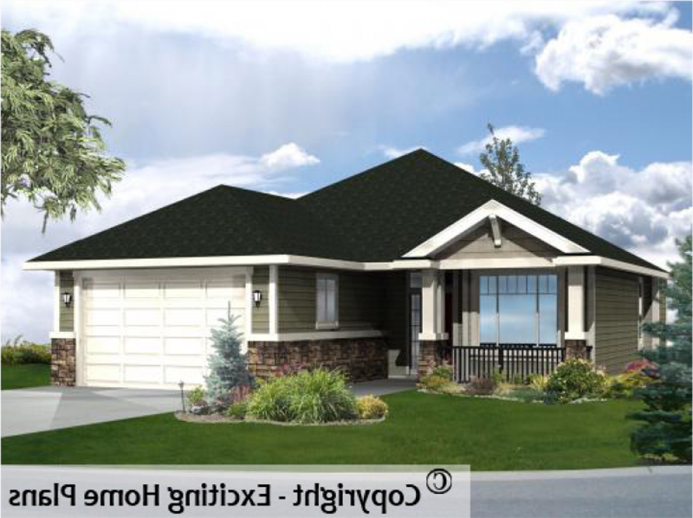 House Plan E1050-10 Exterior 3D View REVERSE