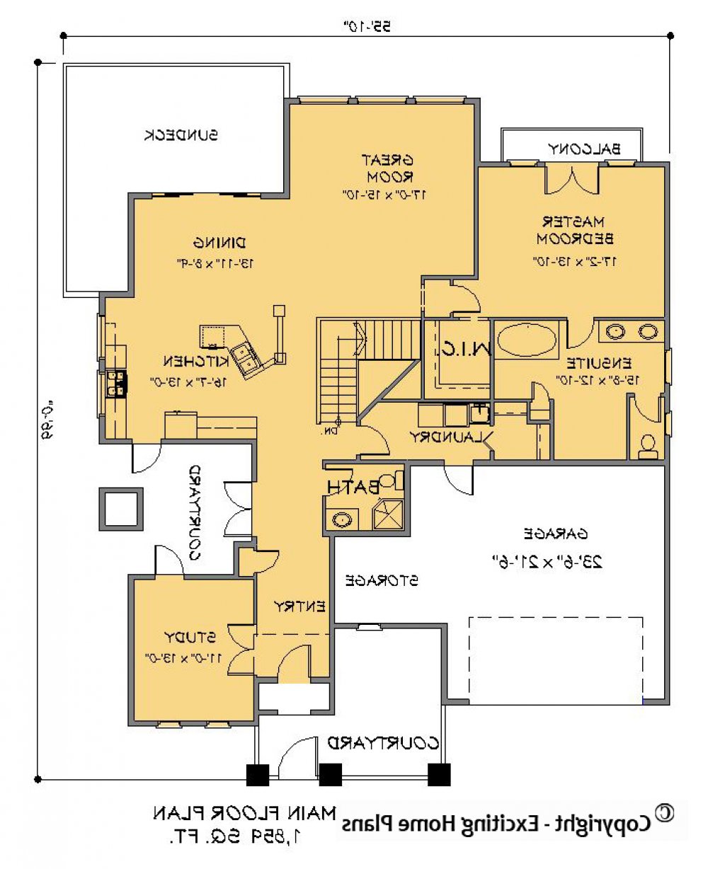 House Plan E1420-10 Main Floor Plan REVERSE
