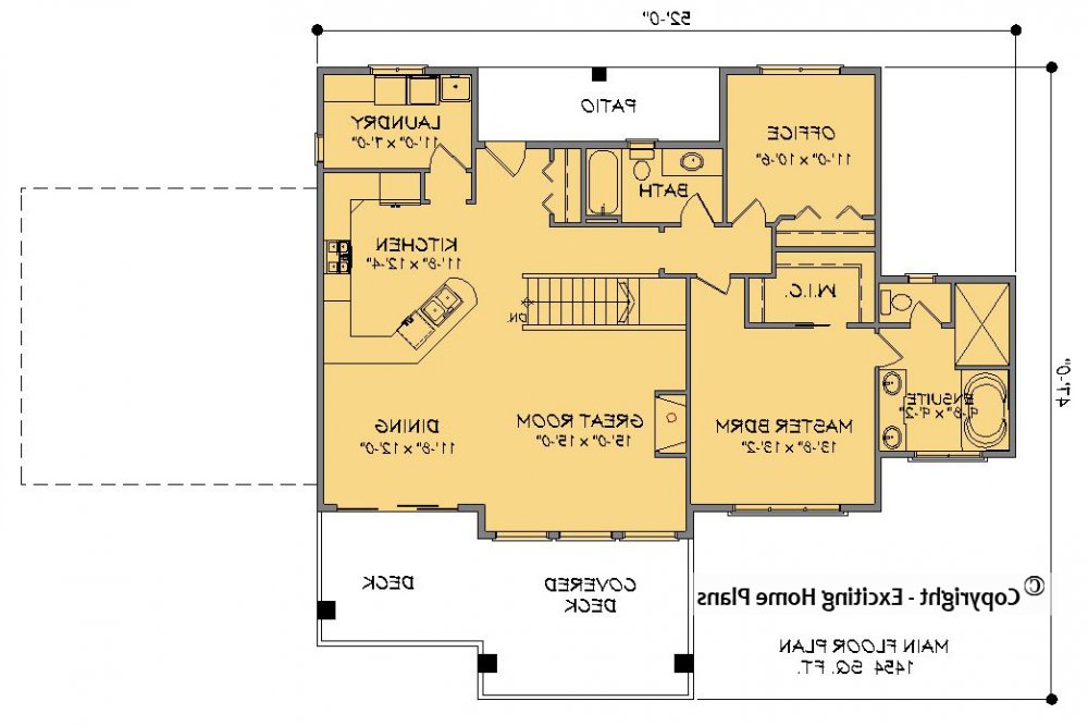House Plan E1336-10  Main Floor Plan REVERSE
