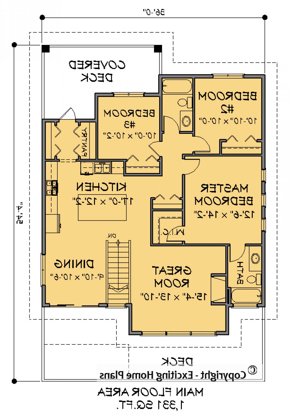 House Plan E1343-10 Main Floor Plan REVERSE