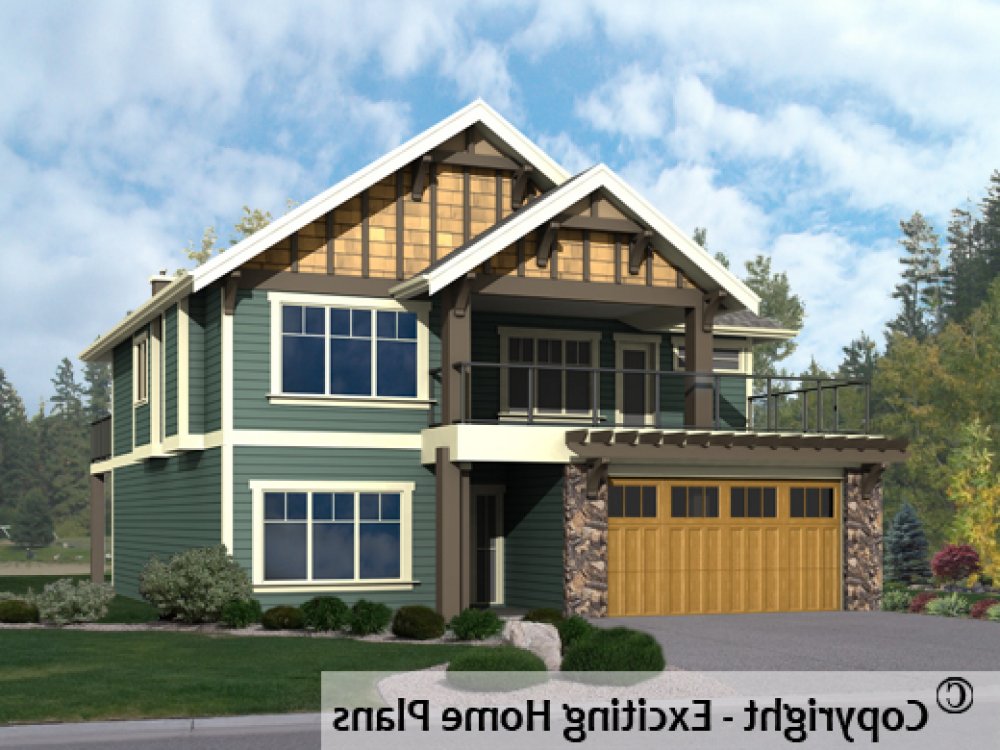 House Plan E1110-11 Front 3D View REVERSE