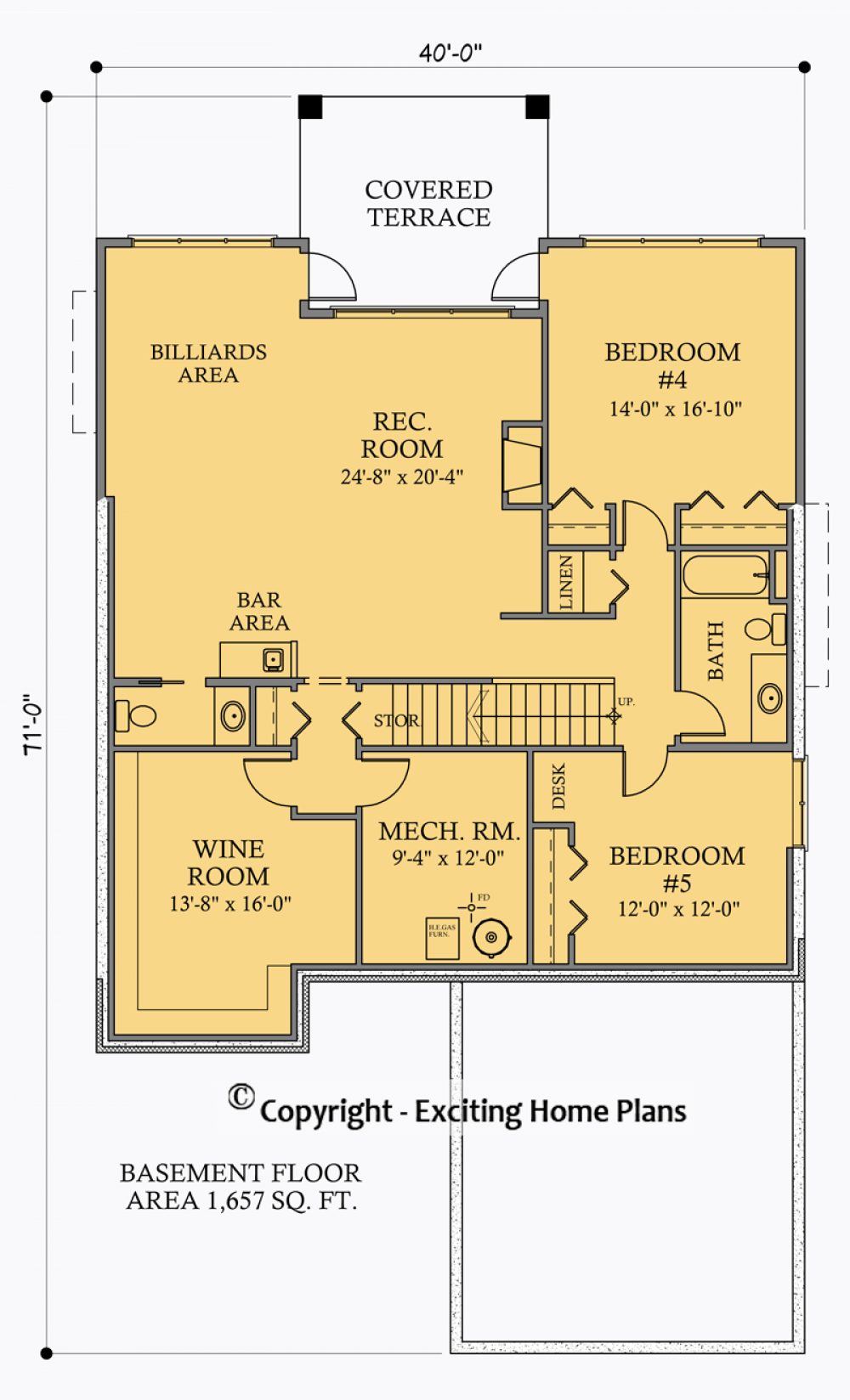 House Plan E1047-10 Lower Floor Plan