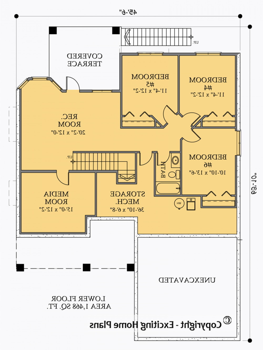 House Plan E1053-10 Lower Floor Plan REVERSE