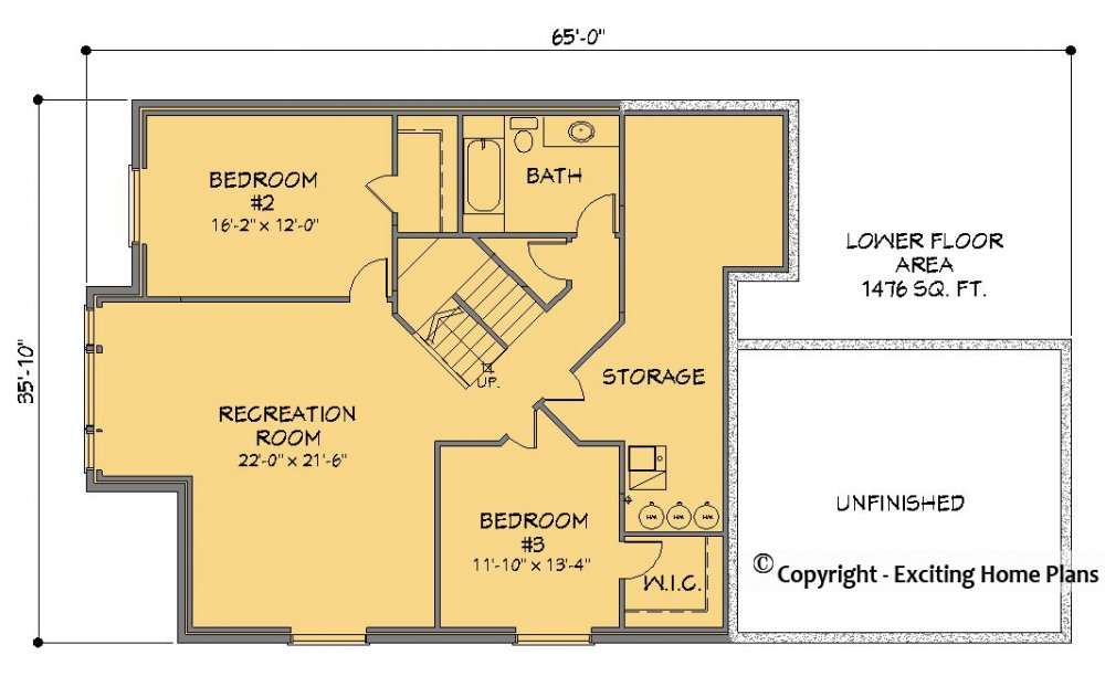 House Plan E1225-10 Lower Floor Plan