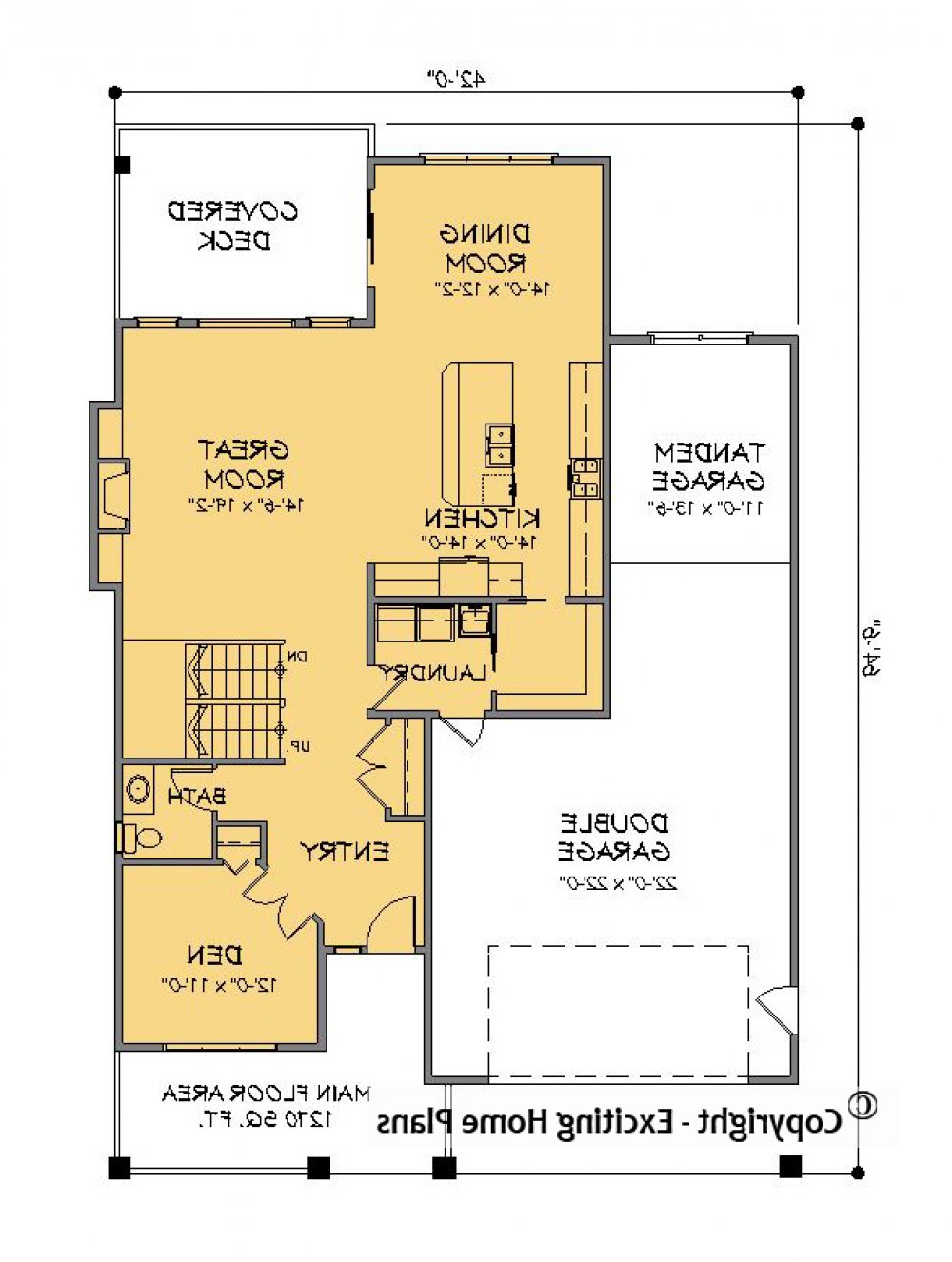House Plan E1329-10 Main Floor Plan REVERSE