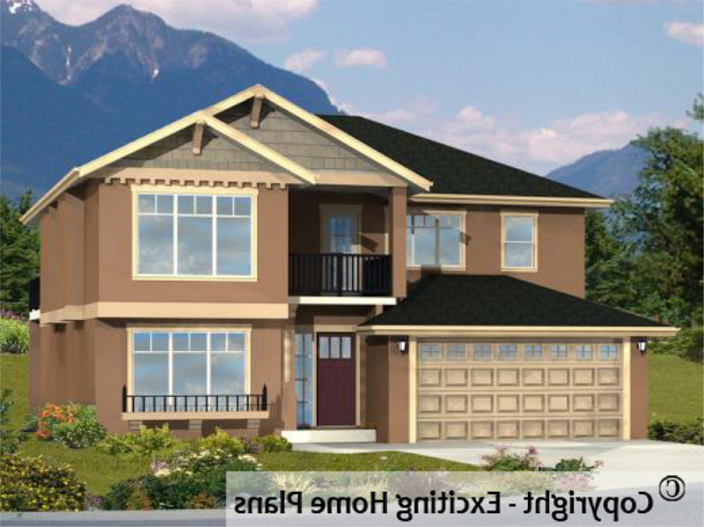 House Plan E1040-10 Exterior 3D View REVERSE