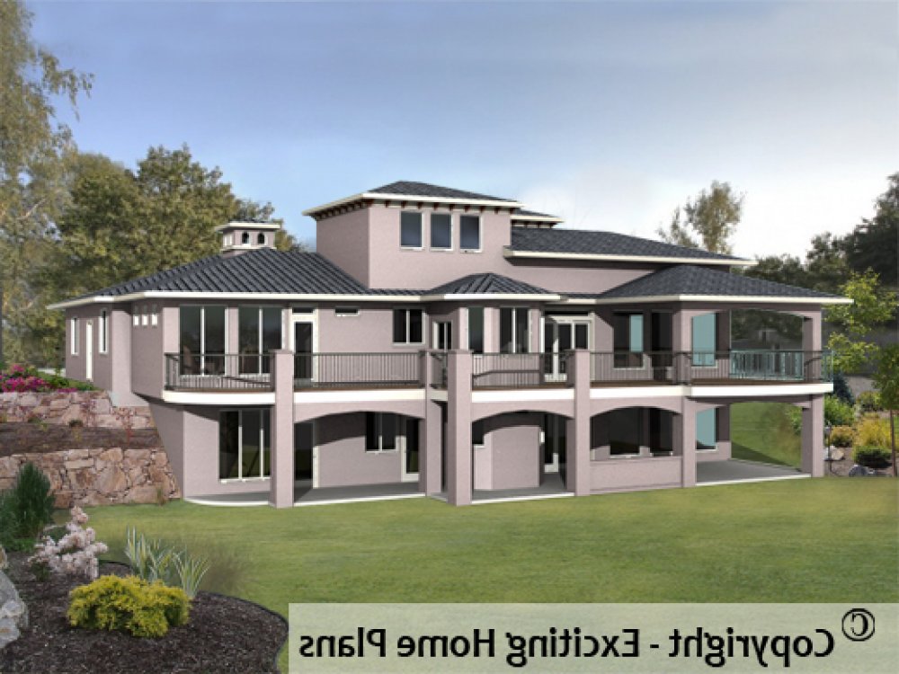 House Plan E1172-10 Rear 3D View REVERSE
