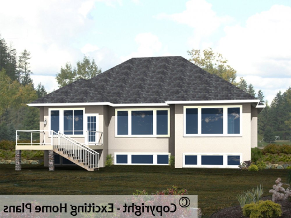 House Plan E1232-10 Rear 3D View REVERSE