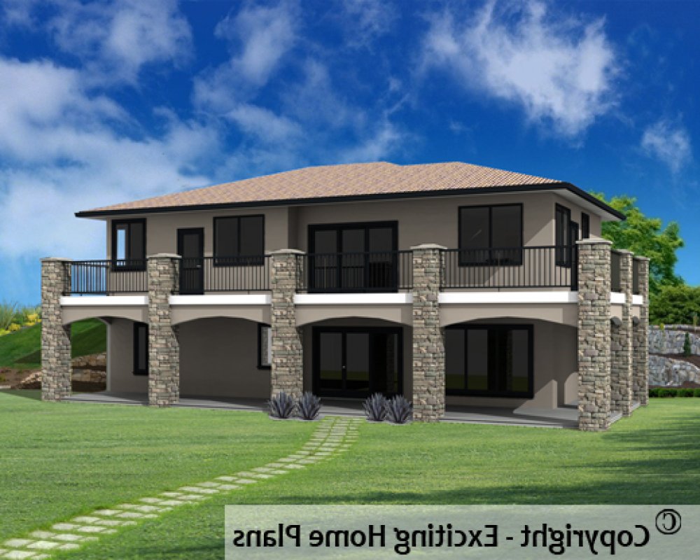 House Plan E1431-10 Rear 3D View REVERSE