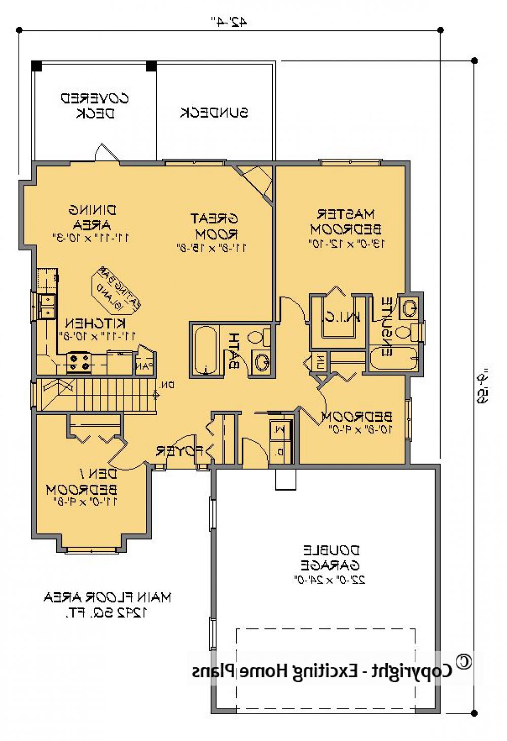 House Plan E1582-10  Main Floor Plan REVERSE