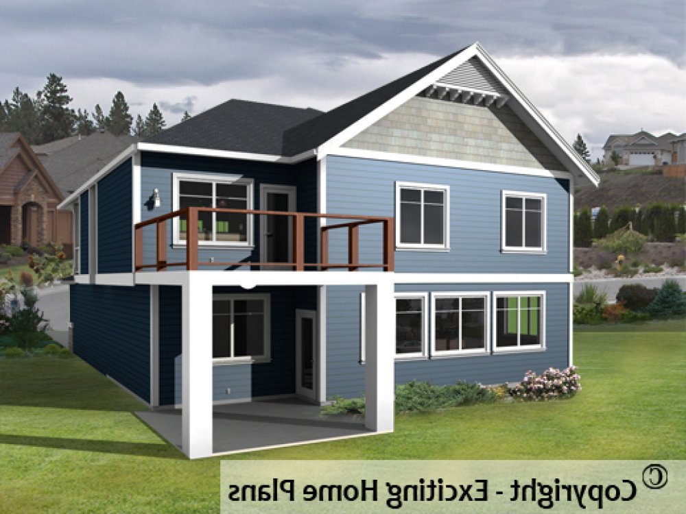 House Plan E1064-10 Rear 3D View REVERSE