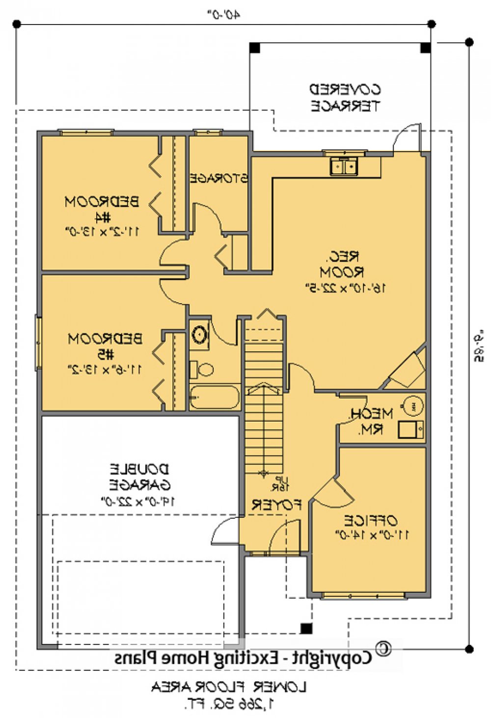 House Plan E1091-10 Lower Floor Plan REVERSE