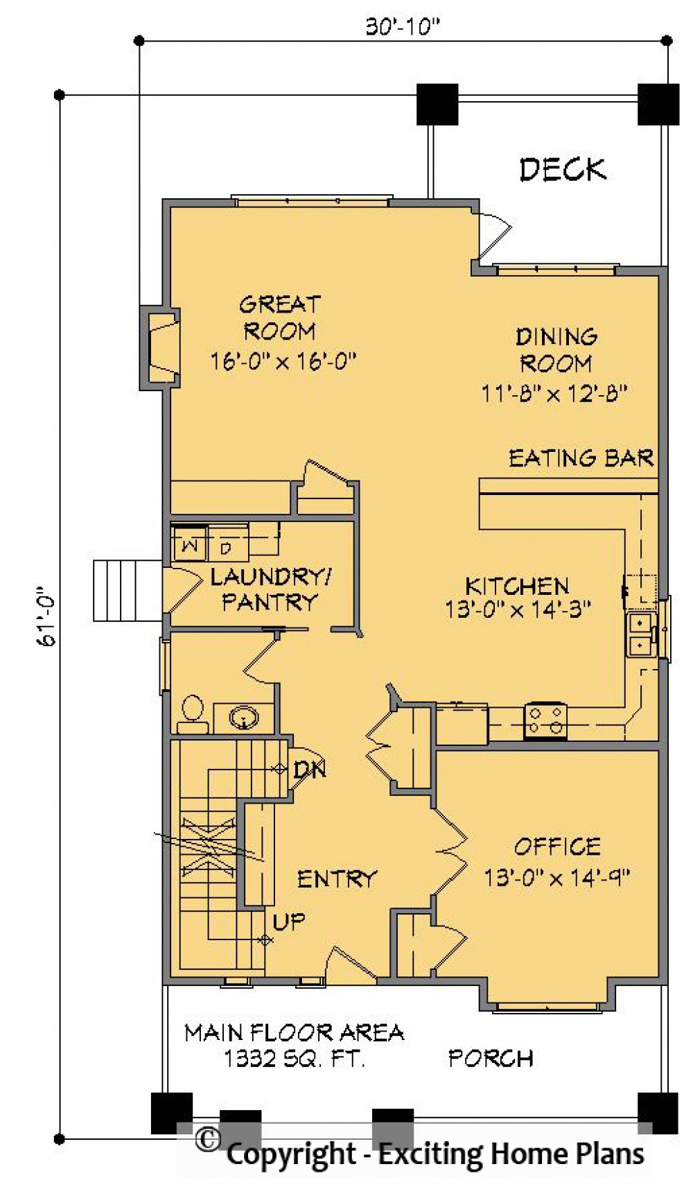 House Plan E1268-10 Main Floor Plan