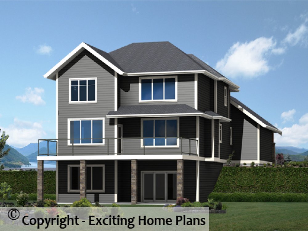 House Plan E1446-10 Rear 3D View