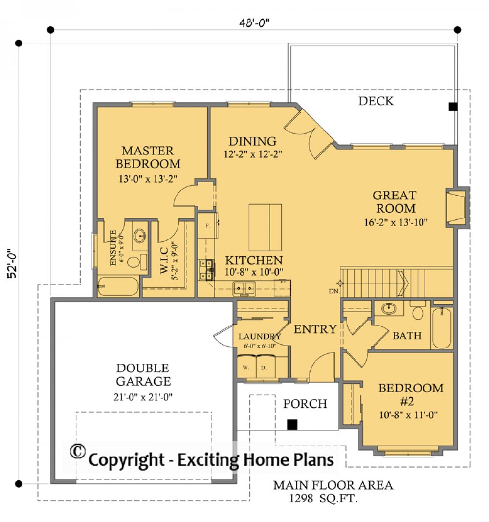 House Plan E1344-10M - The Sharona - Modern - Main Floor Plan