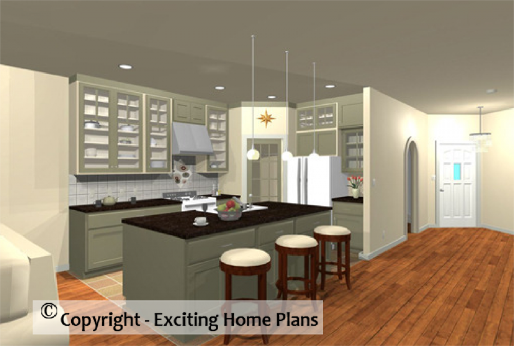 House Plan E1026-10  Interior Kitchen 3D Area