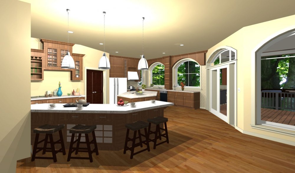 House Plan E1219-10 Interior Kitchen 3D Area
