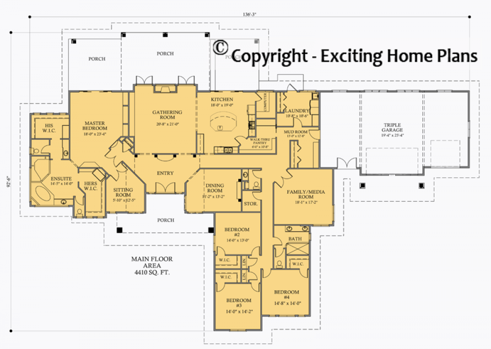 House Plan E1347-10 Main Floor Plan