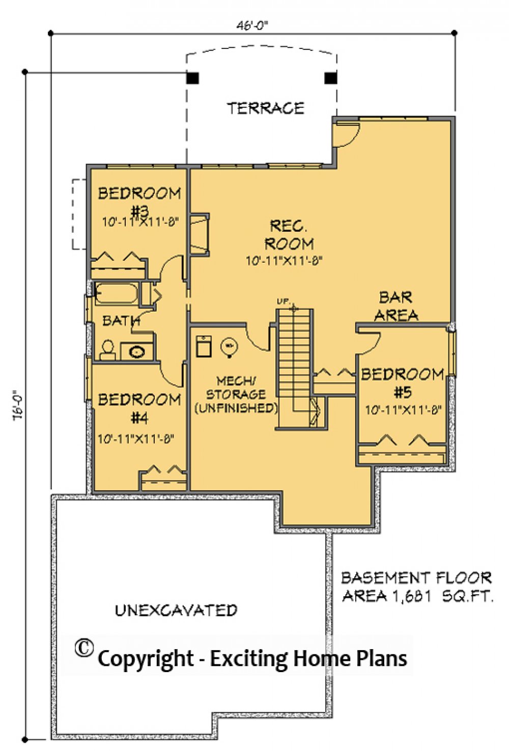 House Plan E1140-10 Lower Floor Plan
