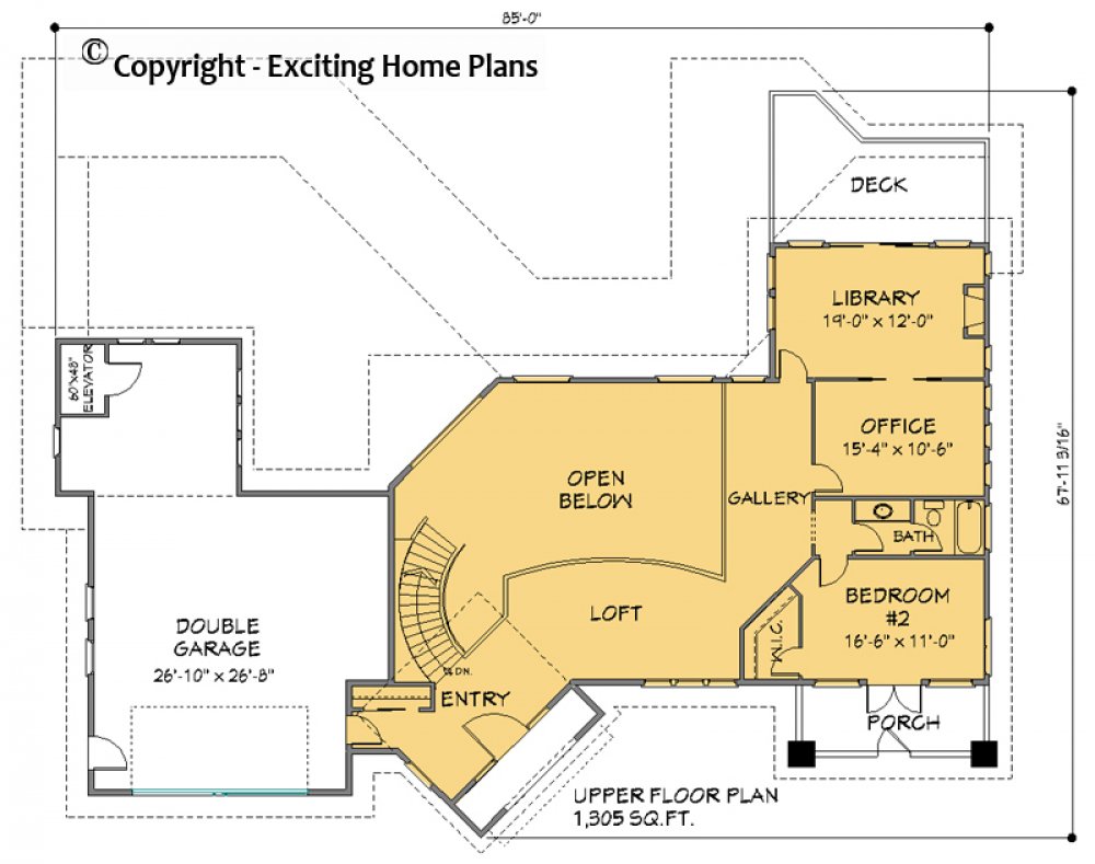 House Plan E1260-10 Lower Floor Plan