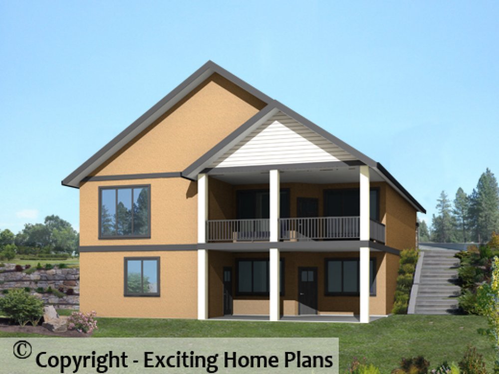 House Plan E1581-10 Rear 3D View