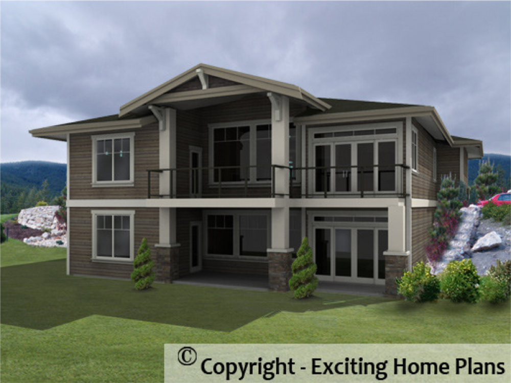 House Plan E1028-10 Rear 3D View