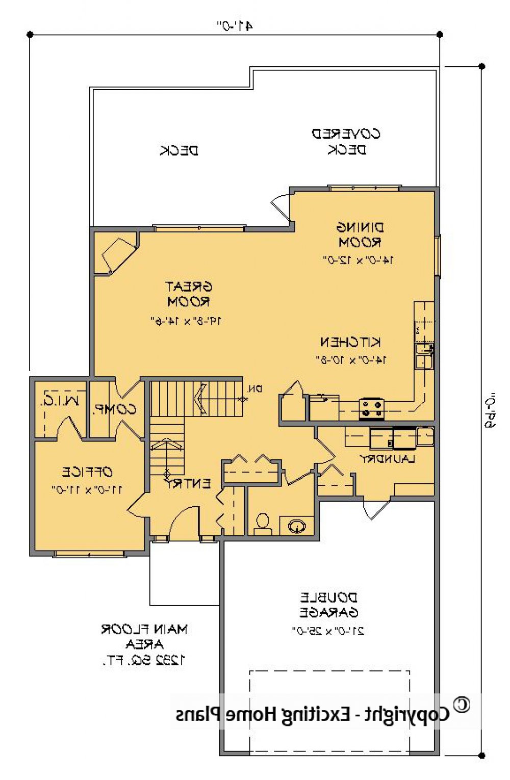 House Plan E1212-10 Main Floor Plan REVERSE