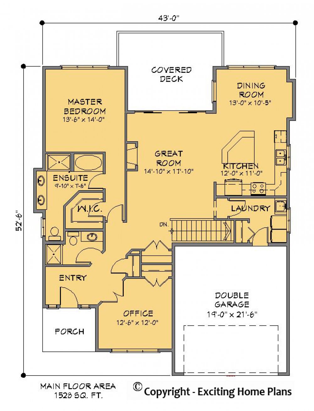House Plan E1200-10 Main Floor Plan