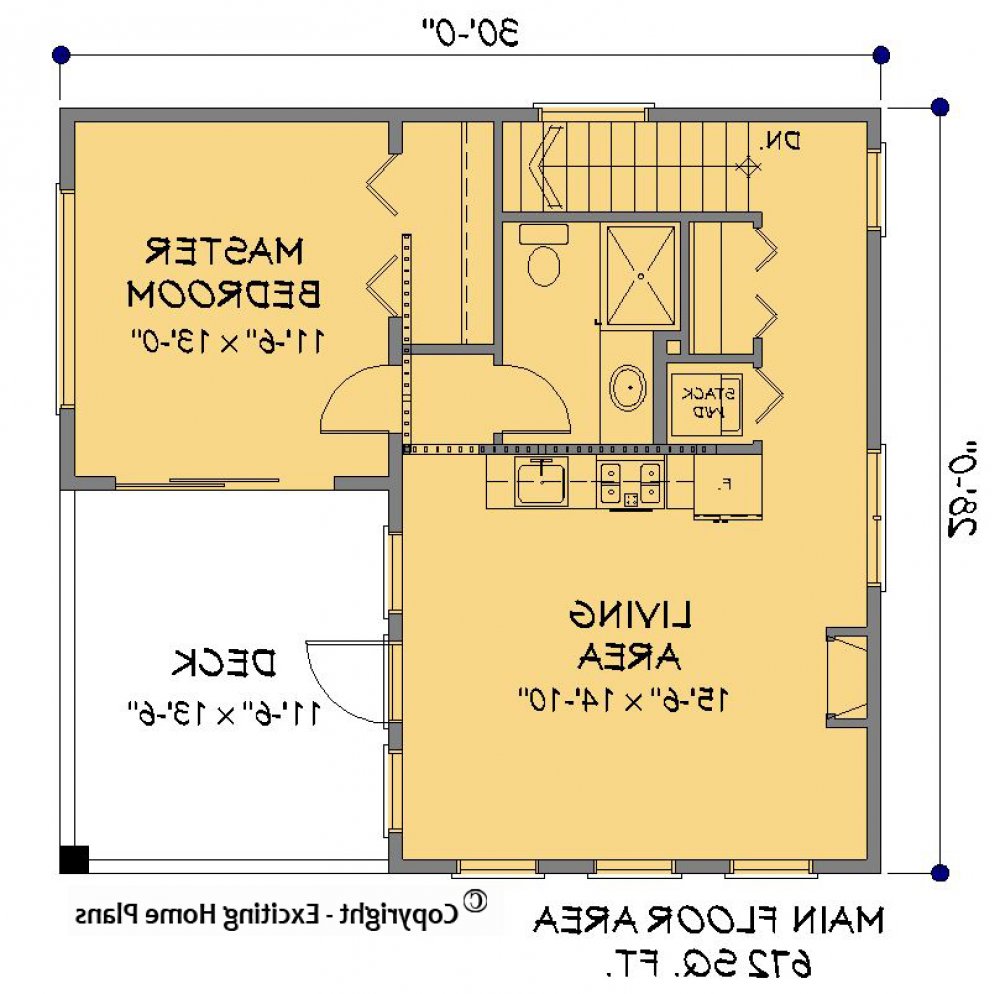 House Plan E1383-10 Main Floor Plan REVERSE