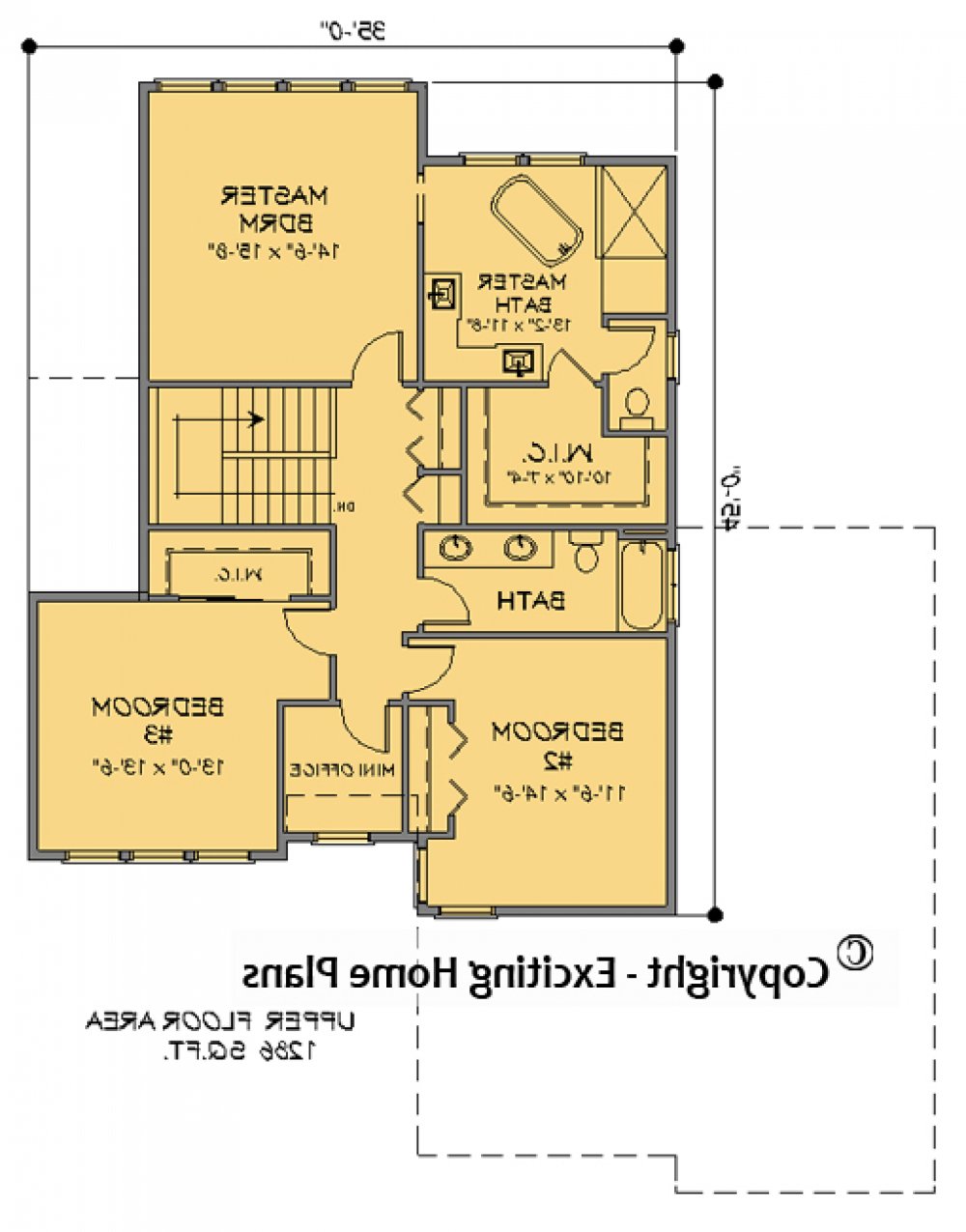 House Plan E1712-10  Upper Floor Plan REVERSE