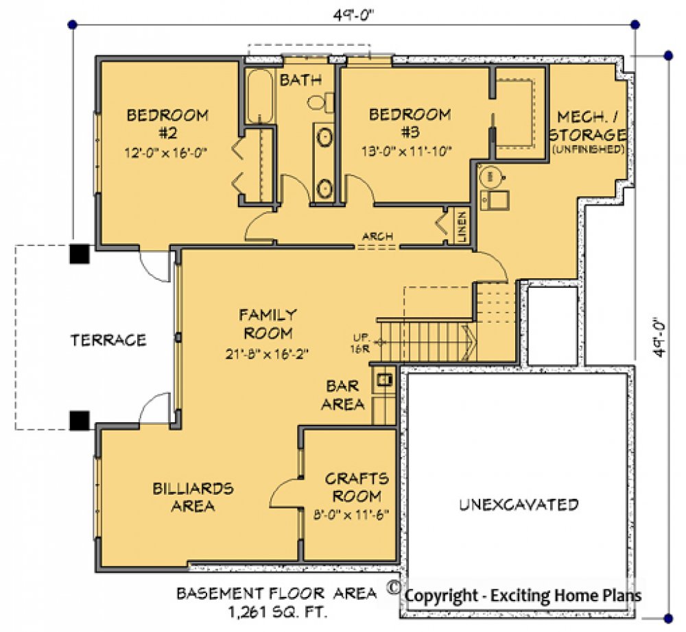 House Plan E1108-10 Lower Floor Plan