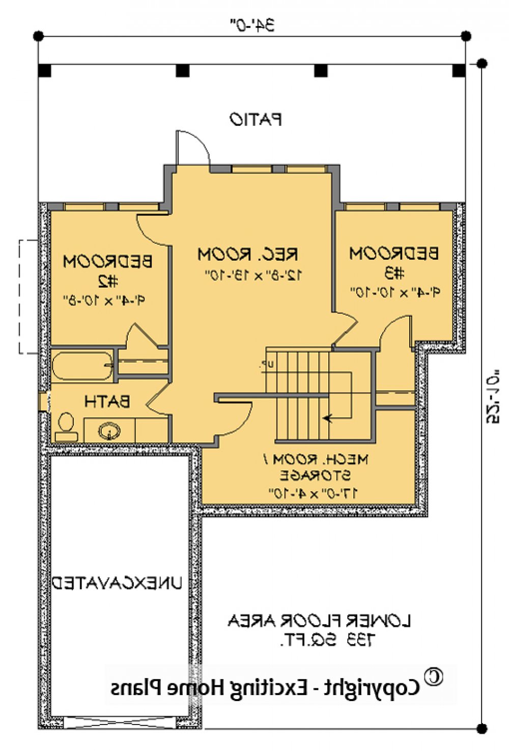 House Plan E1720  Lower Floor Plan REVERSE